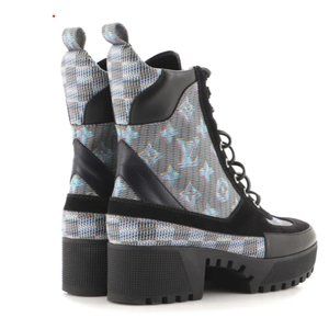 Louis Vuitton Laureate Platform Boots Damier Monogram LV Pop Canvas w/Suede